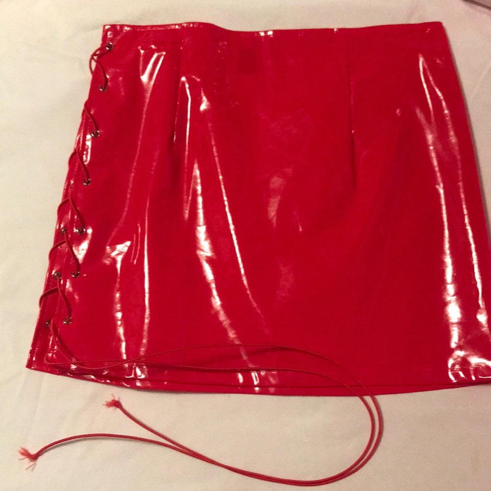 Skirt Red Cut Out Skirt Size Large by Shein